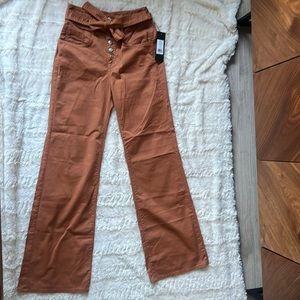 Veronica Beard Women's Rosanna High Rise Corset Wide Jeans Clay